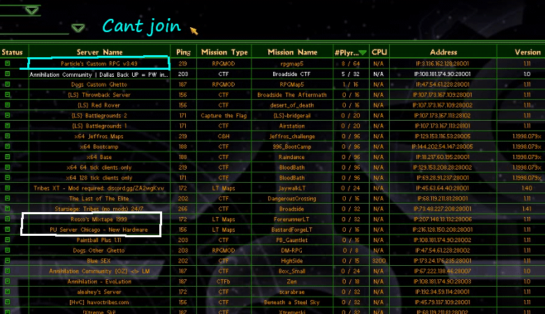 Inactive LTmap servers