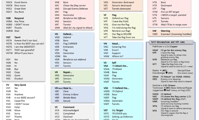 VGS (Classic) QuickChat Reference Sheet